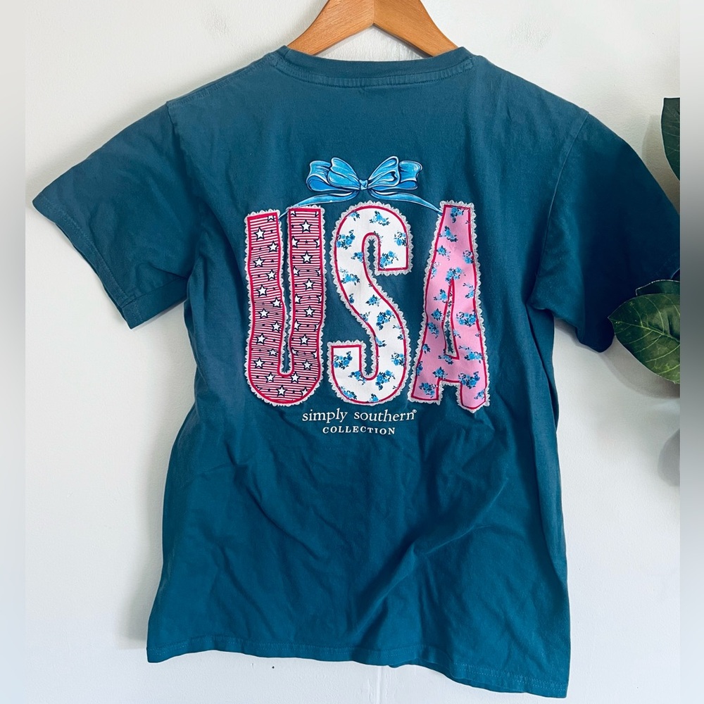 Simply Southern USA short sleeve girly preppy tee shirt youth medium